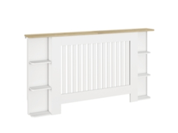 Cobertura Para Radiadores Com Prateleiras Desenho Moderno De Ripas Para Sala De Estar Quarto 152x19x83 Cm Branco