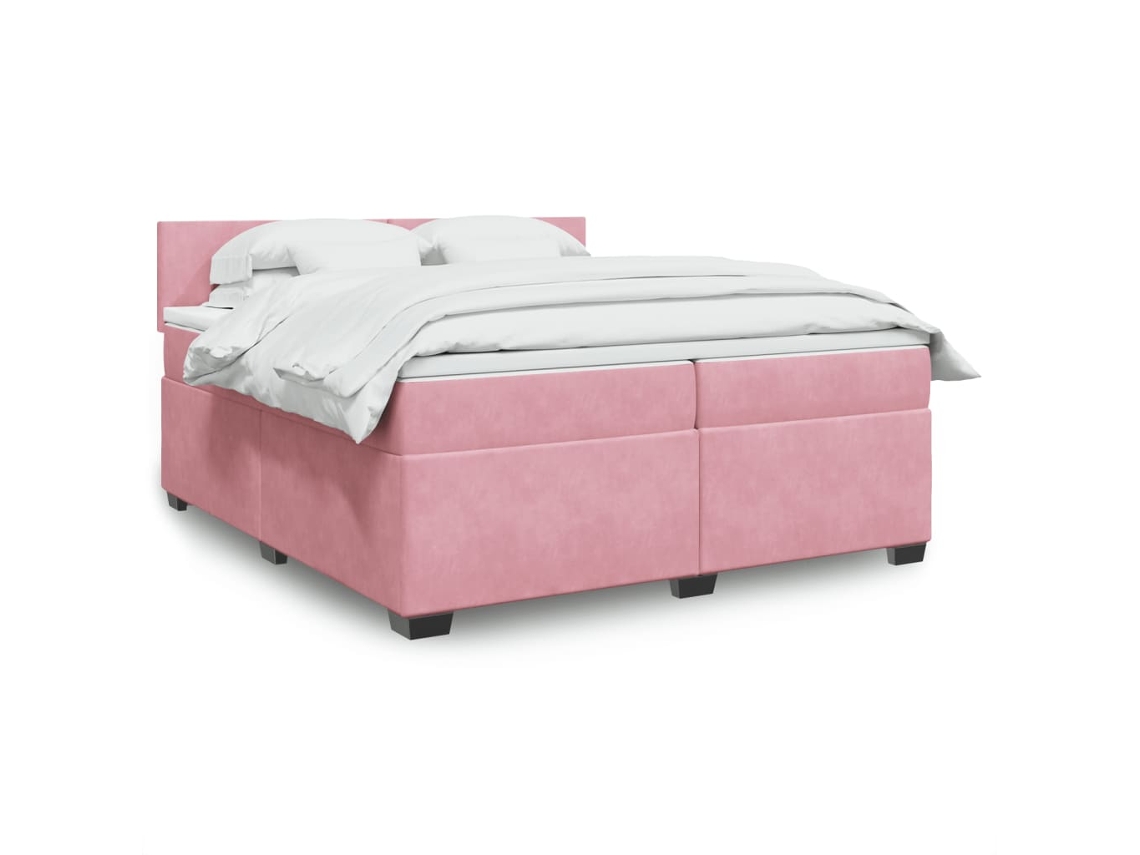 Vidaxl Cama com Molas/colchão 200x200 Cm Veludo Rosa
