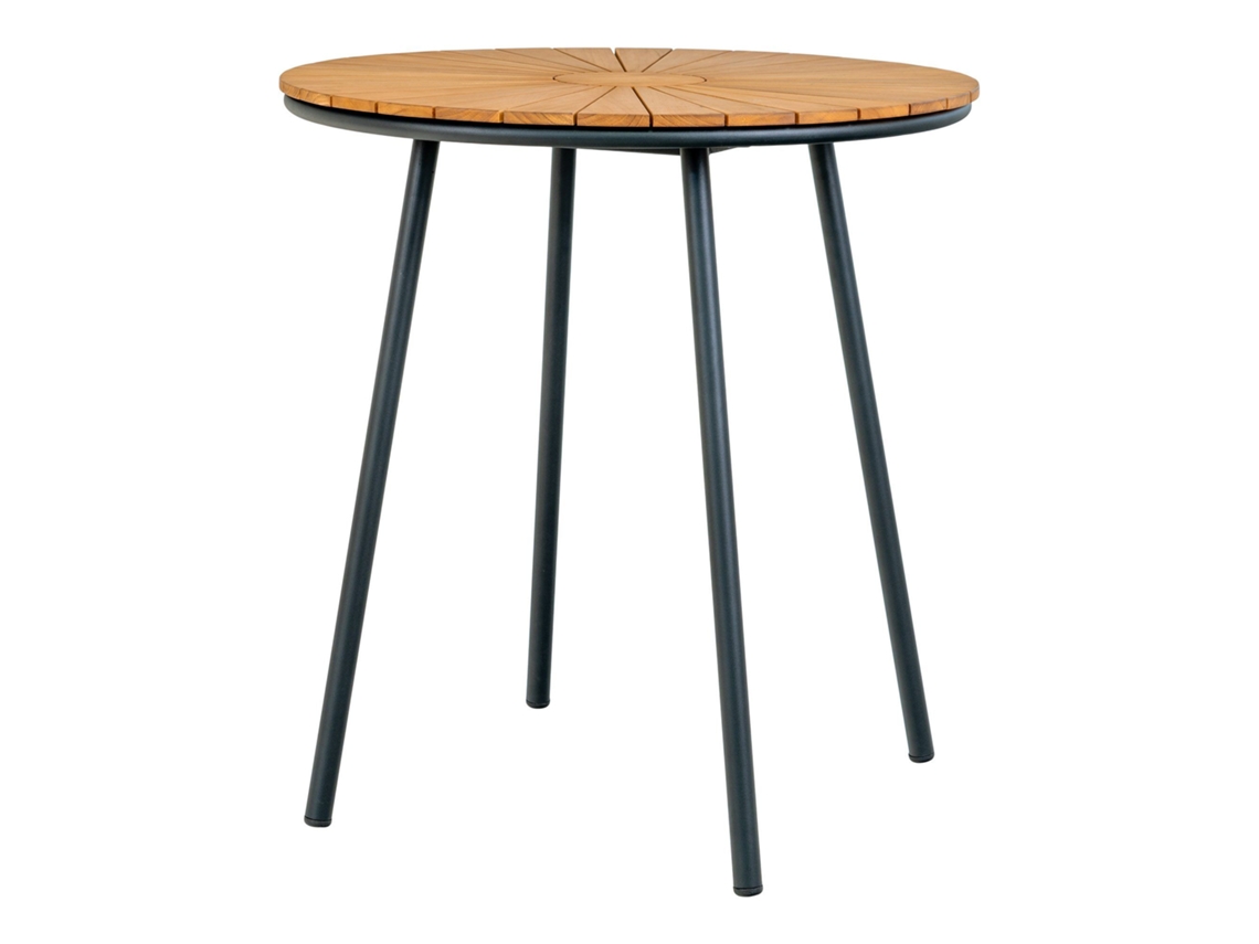Tábua de teca natural pernas pretas ø 70x74 cm HOUSE NORDIC