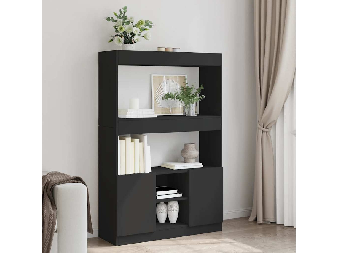 Vidaxl Armário Alto 92x33x140 Cm Derivados De Madeira Preto