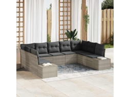 Vidaxl Conjunto De Sofá De Jardim 9 Unid. Cinzento-claro Vime Pe