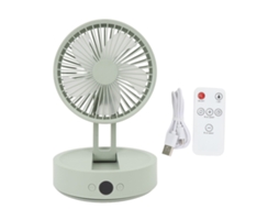 Mali ventilador de Mesa Plegable 3 Velocidades Usb Recargable Con Luz Nocturna Y Control Remoto Verde Gris