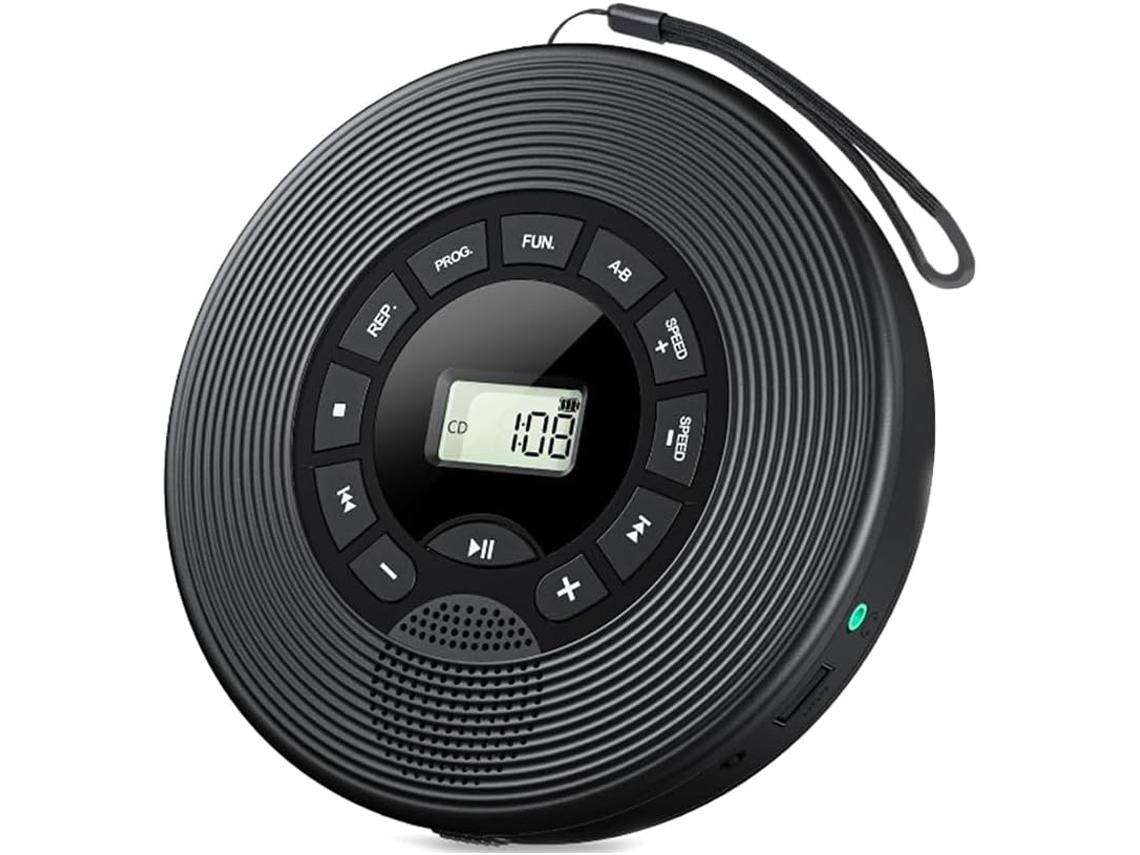 Leitor Cd Bluetooth De 1500mah Com Fones De Ouvido, Transmissor Fm, Entrada Auxiliar, Usb, Função Anti-pulos