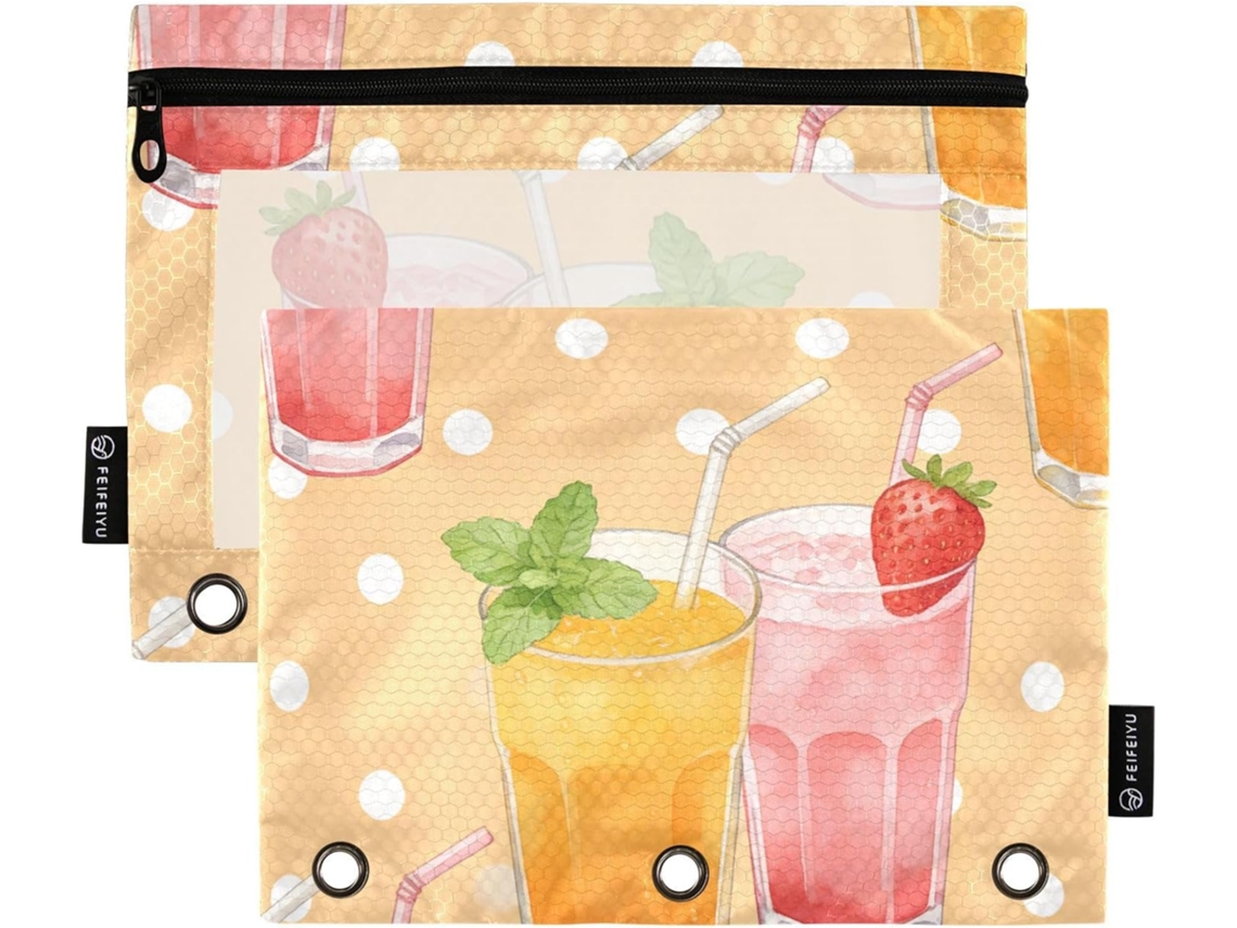 Pastas organizadoras com 3 Ilhós reforçados, bolsa com 3 furos para pastas Argolas, pacote com 2 unidades de impressão.