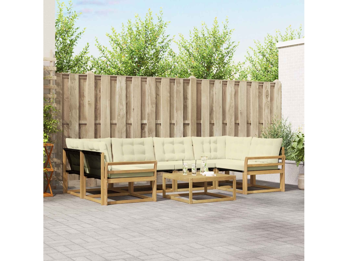 Vidaxl Conjunto De Sofás Para Exterior 7 Unid. Branco E Creme