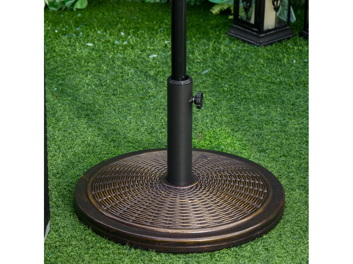Base para Chapéu de Sol S/MARCA, peso 14kg, cimento, para mastros 35mm, 38mm, 48mm, Ø48x34cm, preto e bronze