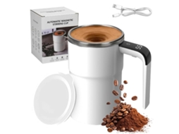 Copo Misturador Magnético Automático 380ml em Aço Inox, Lavável, Carregamento Usb, Cor Branca.