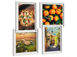 Quadros Decorativos Para Parede Paisagens Italianas, Rua À Beira Do Rio Moldura Branca Fotos Para O Escritório Espelharte (conjunto De 4 Imagens)