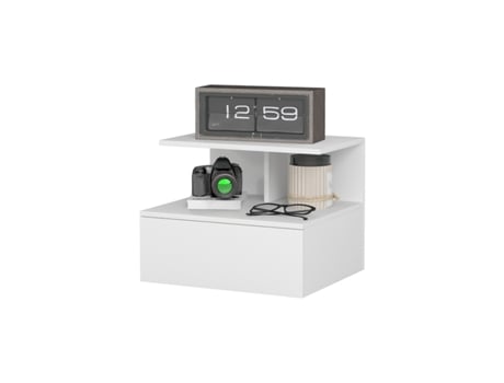 Mesa de cabeceira suspensa, design branco, prateleira com gaveta, ideal para quarto e banheiro Fozuanei