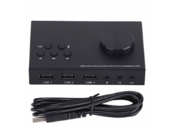 Placa de Som USB Externa com Interface 3.5mm, Hub USB e Eq para PC PS5 Notebook