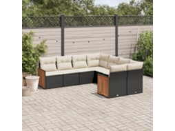 8 Pcs Conjunto Sofás De Jardim Com Almofadões Vime Pe Preto Dkd Home Decor
