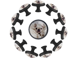 Puxadores E Botões Redondos Para Gavetas Armários, Conjunto De 12 Peças, Com Desenho De Bulldog Dormindo, Ideais Para