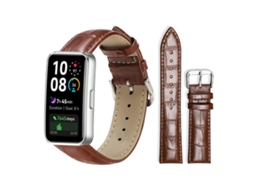 Bracelete para Huawei Band 10 / 9 / 8 Couro Fivela de Pino Textura de Bambu Marrom Escuro XIAOMOYU (14mm)