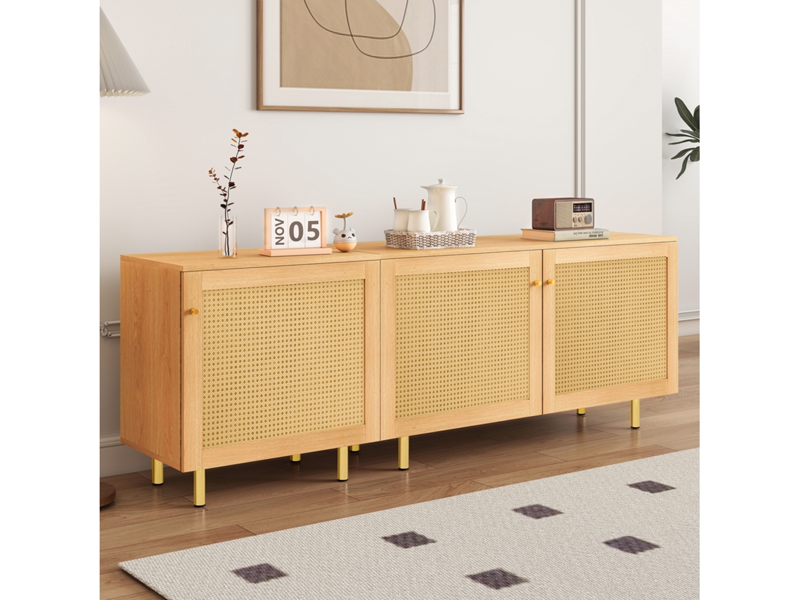 Armário Modular 3 Portas H63/w180/d40cm Madeira Natural, Para Varanda/sala Jantar-xm