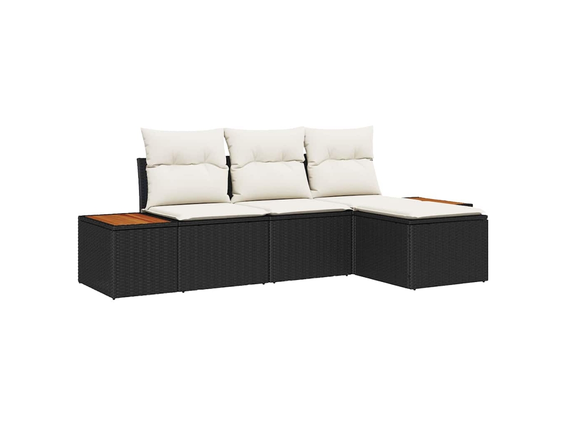 Maison Exclusive - Conjunto De Sofá De Jardim Com Almofada 4 Pcs Preto Vime Pe