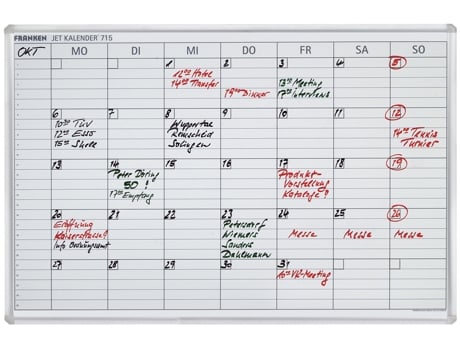 Calendário de Jatos Da Placa de Planejamento FRANKEN Calendário Semanal 25 Itens.