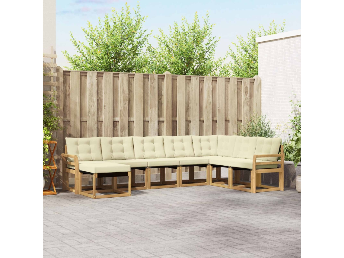 Vidaxl Conjunto De Sofás Para Exterior 8 Pcs Branco E Creme