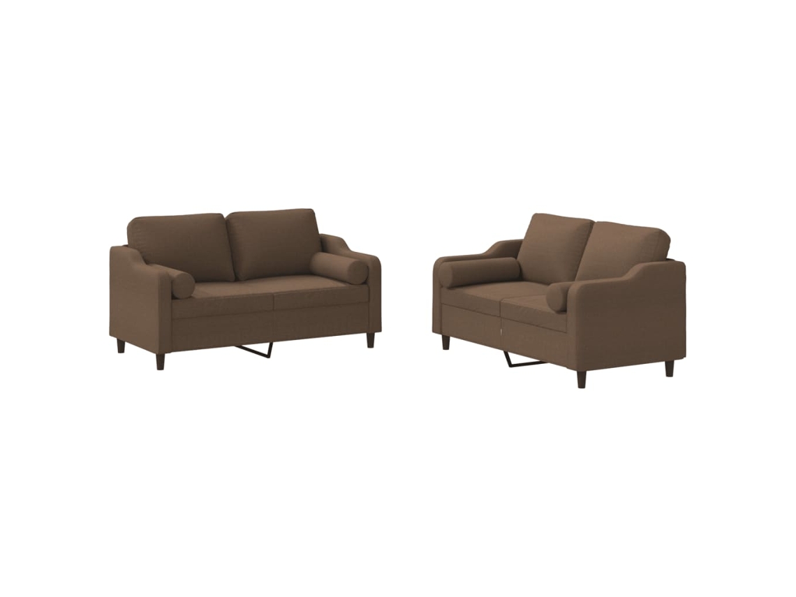 2 Pcs Conjunto de Sofás com Almofadas Tecido Castanho MAISON EXCLUSIVE