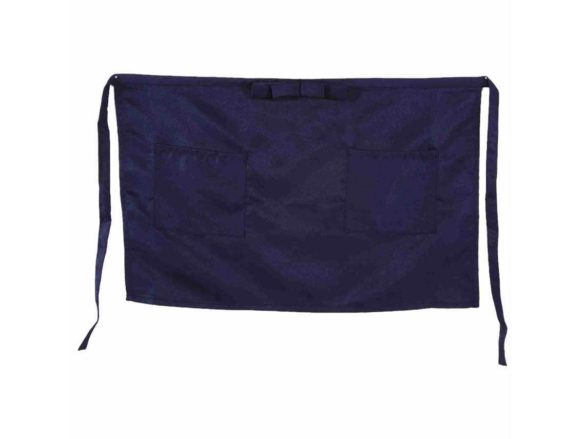 Avental Curto com Bolsos Laço Meio Cintura Unissex Cozinha Bar Café Bistro Azul Marinho