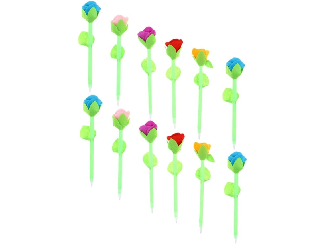 Conjunto De 24 Canetas Esferográficas Tehaux Em Formato Rosa Pelúcia,