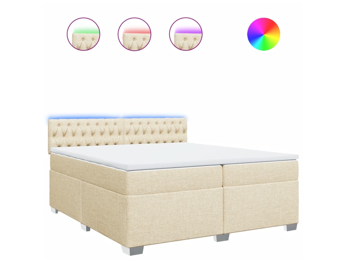 Cama com Molas/colchão 200x200 Cm Tecido Cor Creme MAISON EXCLUSIVE