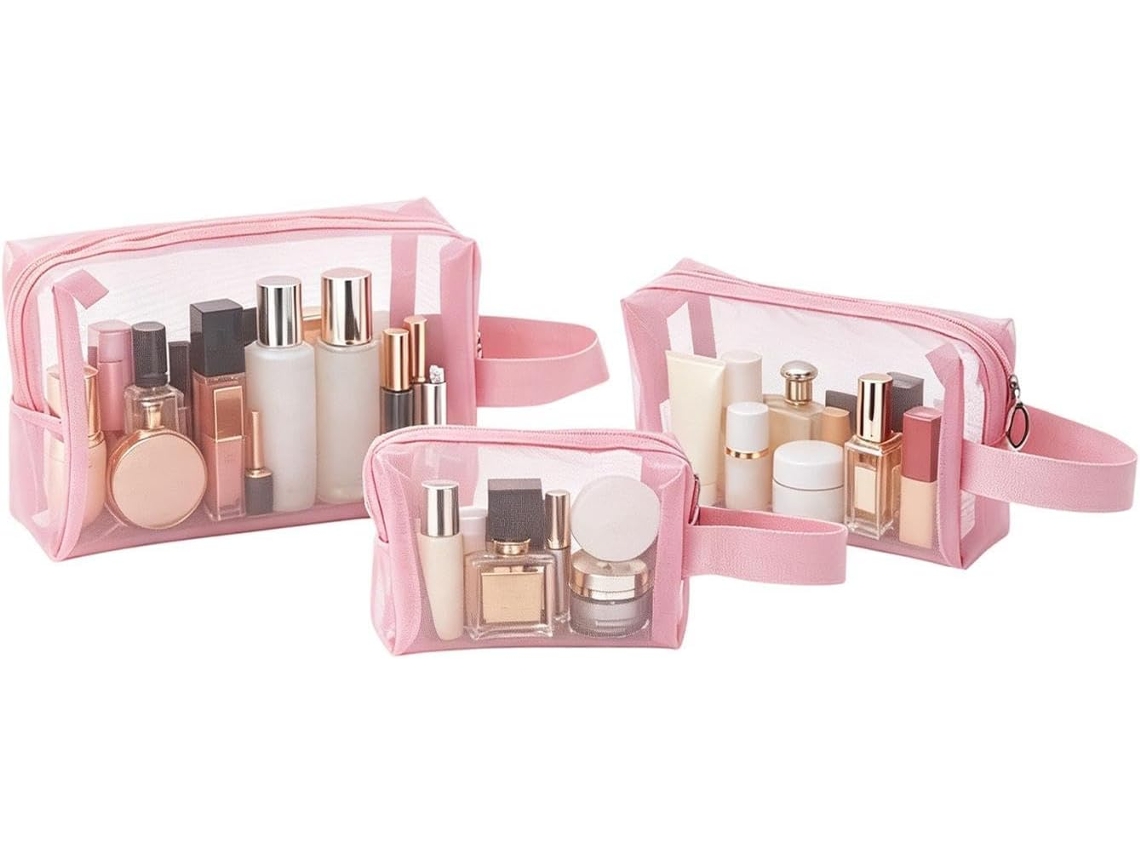 Bolsa pequena para cosméticos, ideal para maquiagem, com zíper para guardar itens de higiene pessoal.