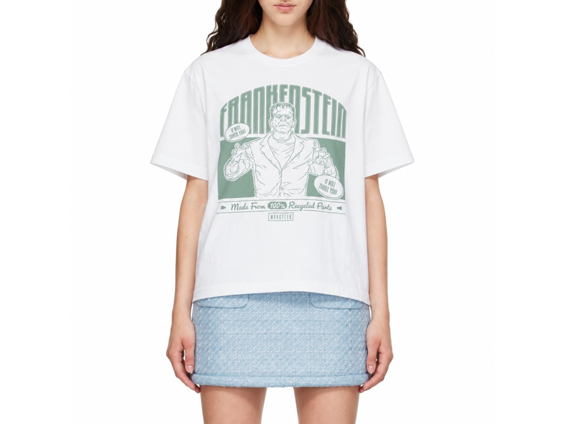 Rockinstone Universal Monsters Recycled Parts White T-shirt Size:m