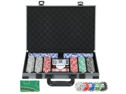 Mala De Pôquer Com 400 Plugs 2 Decks 5 Dados Tapete E Botão Dealer 39,5x28x8 Cm Cinza