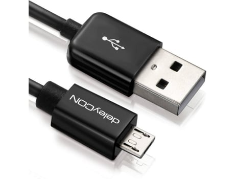 Cabo de Dados DELEYCON (USB A - Micro USB B - 3 m - Preto)