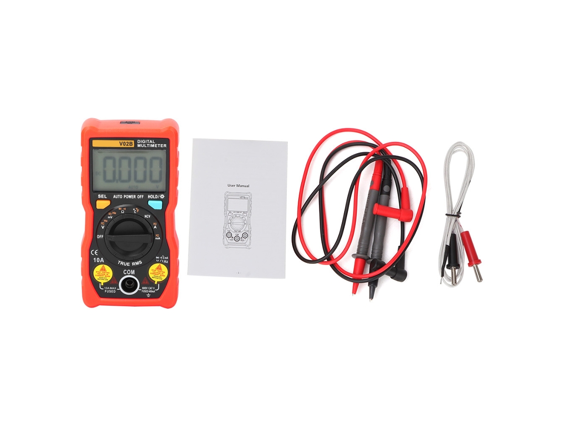 2026dn Multímetro Digital Transistor Tester de Alta Precisão com Intervalo Automático e Luz Lanterna (vermelho)