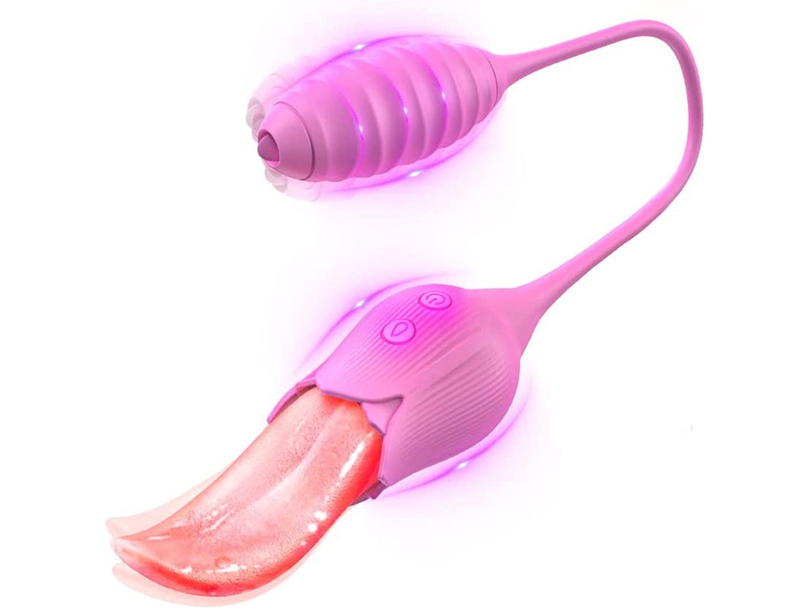 Vibrador Para Lamber A Lngua 2 Em 1 Com 10 Modos Para Mulheres (rosa) Yizhood