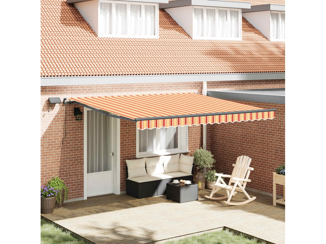 Vidaxl Toldo Retrátil Amarelo E Laranja 400 × 300 Cm Tecido E Alumínio