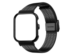 Bracelete para Huawei Watch Fit 4 Pro / Fit 4 / Fit 3 Aço Inoxidável Fivela Integrada de Sete Contas Estrutura Metálica Preta XIAOMOYU