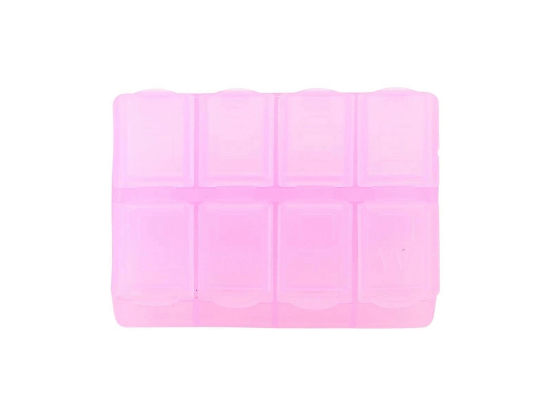 Caixa De Comprimidos Retangulares De Plástico Com 8 Compartimentos Rosa Nostalgia88