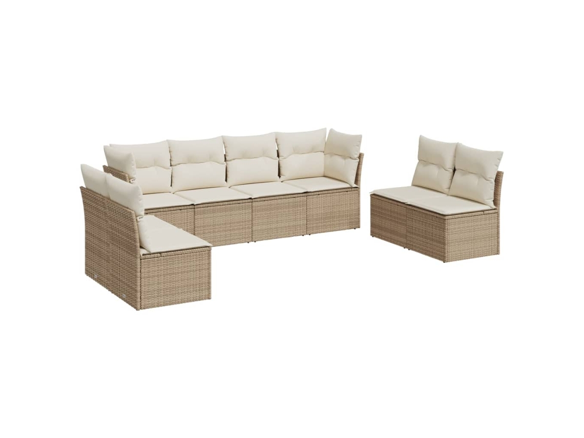 Maison Exclusive - 8 Pcs Conjunto De Sofás P/ Jardim Com Almofadões Vime Pe Bege