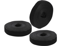 Stobaza 3 Rolos de Presilhas Cabo em Poliéster Preto com Fecho Velcro Dupla Face para Organizar Cabos Áudio e