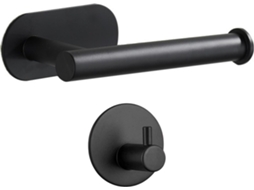 Suporte Papel Higiénico com Gancho Sem Furo, Preto ZYBLSSBB