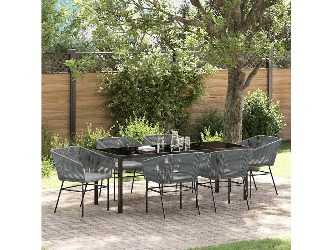 Vidaxl Conjunto de Jantar para Jardim 7 Pcs Cinzeto Aço Revestido a Pó