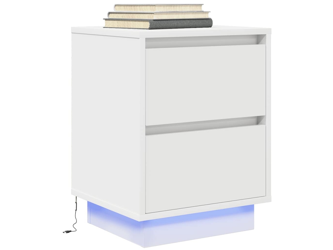 Vidaxl Armário De Cabeceira Com Luzes Led Branco 38x34x50 Cm