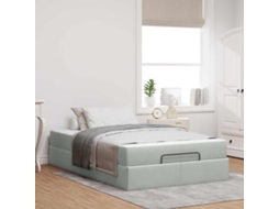 Vidaxl Estrutura de Cama com Colchão 2 Pcs Cinzento claro Veludo
