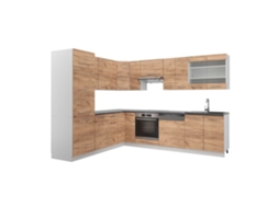 Cozinha de canto Fame-Line, 227 x 287 cm, PT Antracite, Carvalho dourado/branco, Vicco