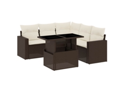 Conjunto de 6 Sofás Jardim com Almofadões Vime Pe Castanho MAISON EXCLUSIVE (80x200 cm)