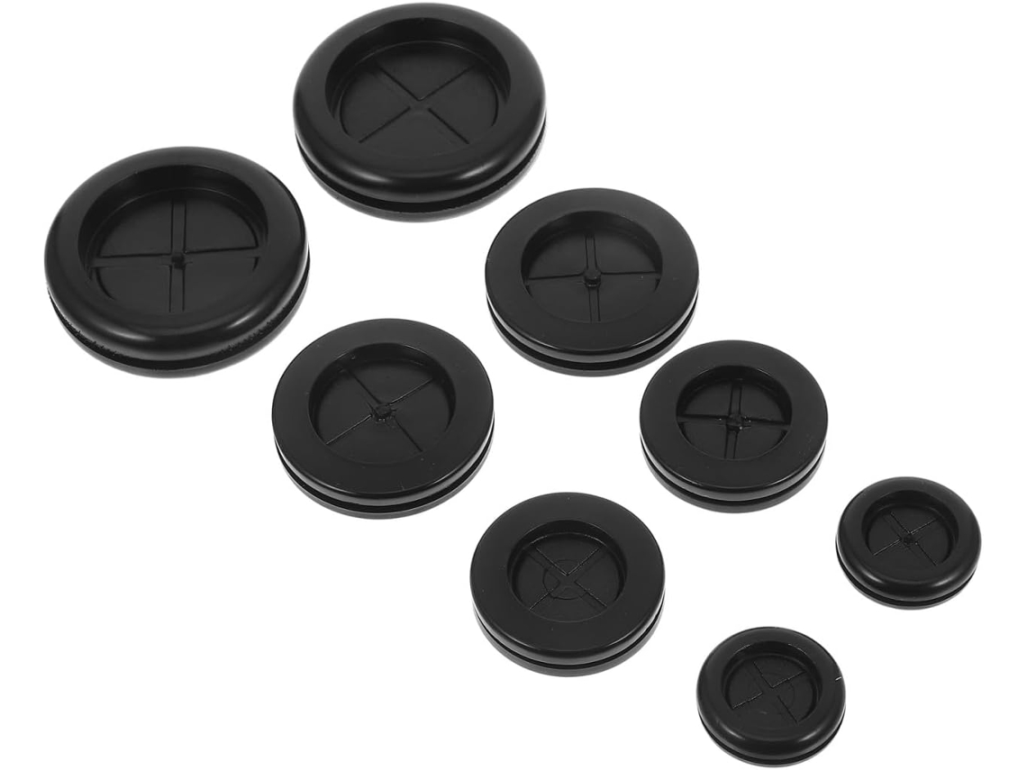 Conjunto Beaupretty De 8 Ilhós Cabo Borracha Preta Dupla Face Em Tamanhos Variados 20, 25, 30e 42mm Para Proteção De