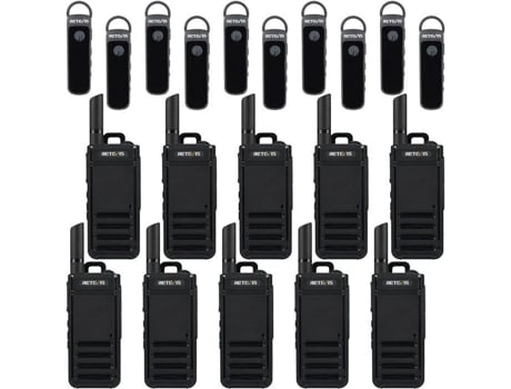 Rb639p Talkie Walkie, Talkie Walkie Recarregável Via Usb C Com Orelha, Vox, Pmr446, Portátil Para Escola, Hospital Retevis (preto, 10 Peças)