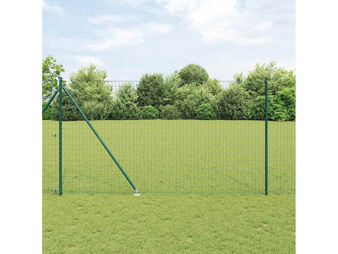 Vidaxl Cerca Europeia Com Pontas 10 X 1,6 M Aço Revestido De Pvc Verde