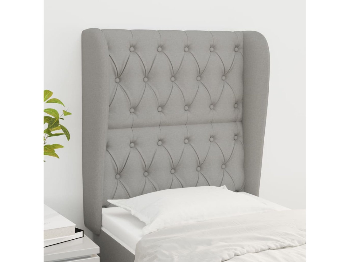 Vidaxl Cabeceira De Cama C/ Abas Tecido 83x23x118/128cm Cinzento-claro