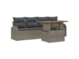 Conjunto 5 Sofá De Jardim Vidaxl Cinzento Vime Pe (100 X 55 X 73 Cm)