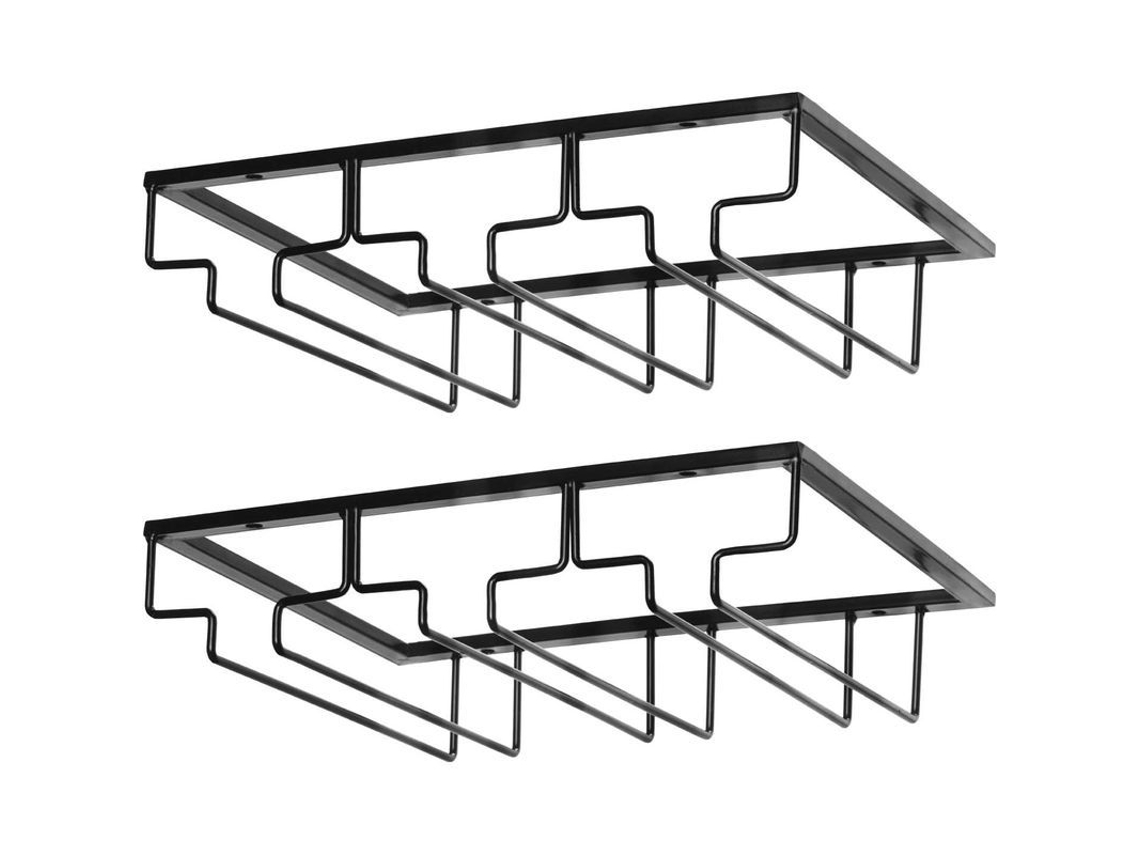 Porta Copas de Vino, Bajo Armario, 2 Pack, Metal, Ahorro de Espacio, Negro S/MARCA