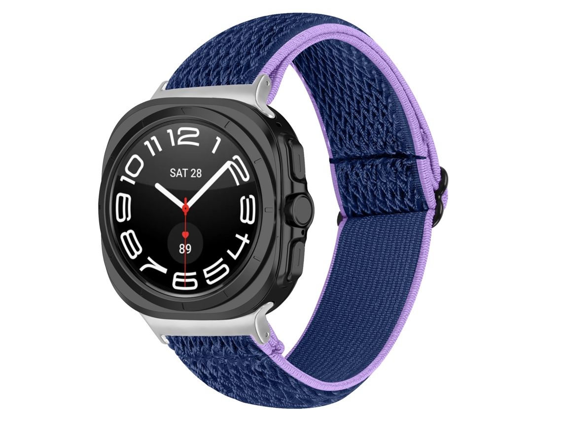 Pulseira de nylon texturizado para Samsung Galaxy Watch 9 (40/44 mm) Azul-Vermelho