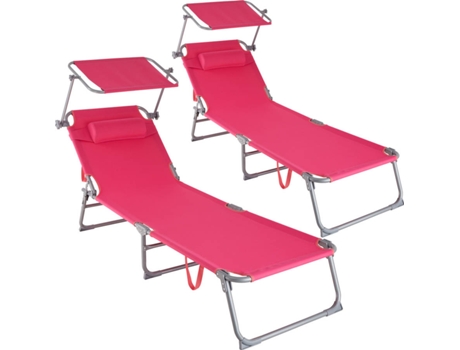 Conjunto de 2 Espreguiçadeiras  Chloe (Rosa - Aço - 161x68x111 cm)